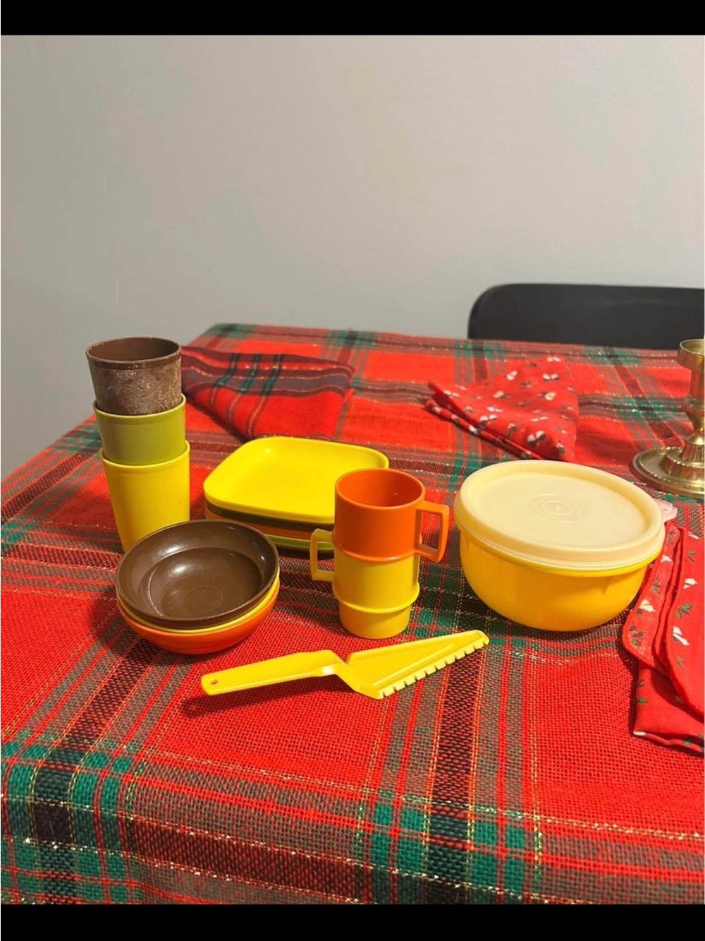 Vintage Yellow and Orange Tupperware Toys Plastic Kids Kitchen Set